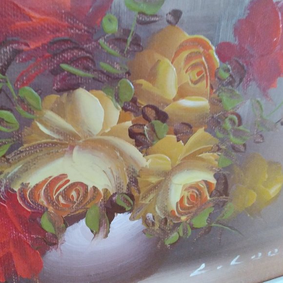 UNIQUE VINTAGE PICTURE, BEAUTIFUL FLOWERS, FRAMED, SIGNED BY ARTIST - Picture 5 of 5